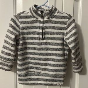Quarter Zip Baby Gap Sweater-White and Gray Stripe